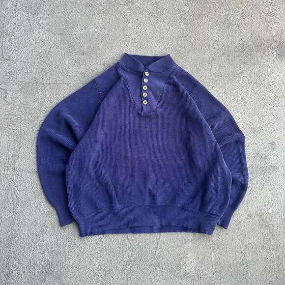 Lands' End Other - Vintage Lands' End Men's Heavyweight 100% Cotton Henley Fisherman Sweater